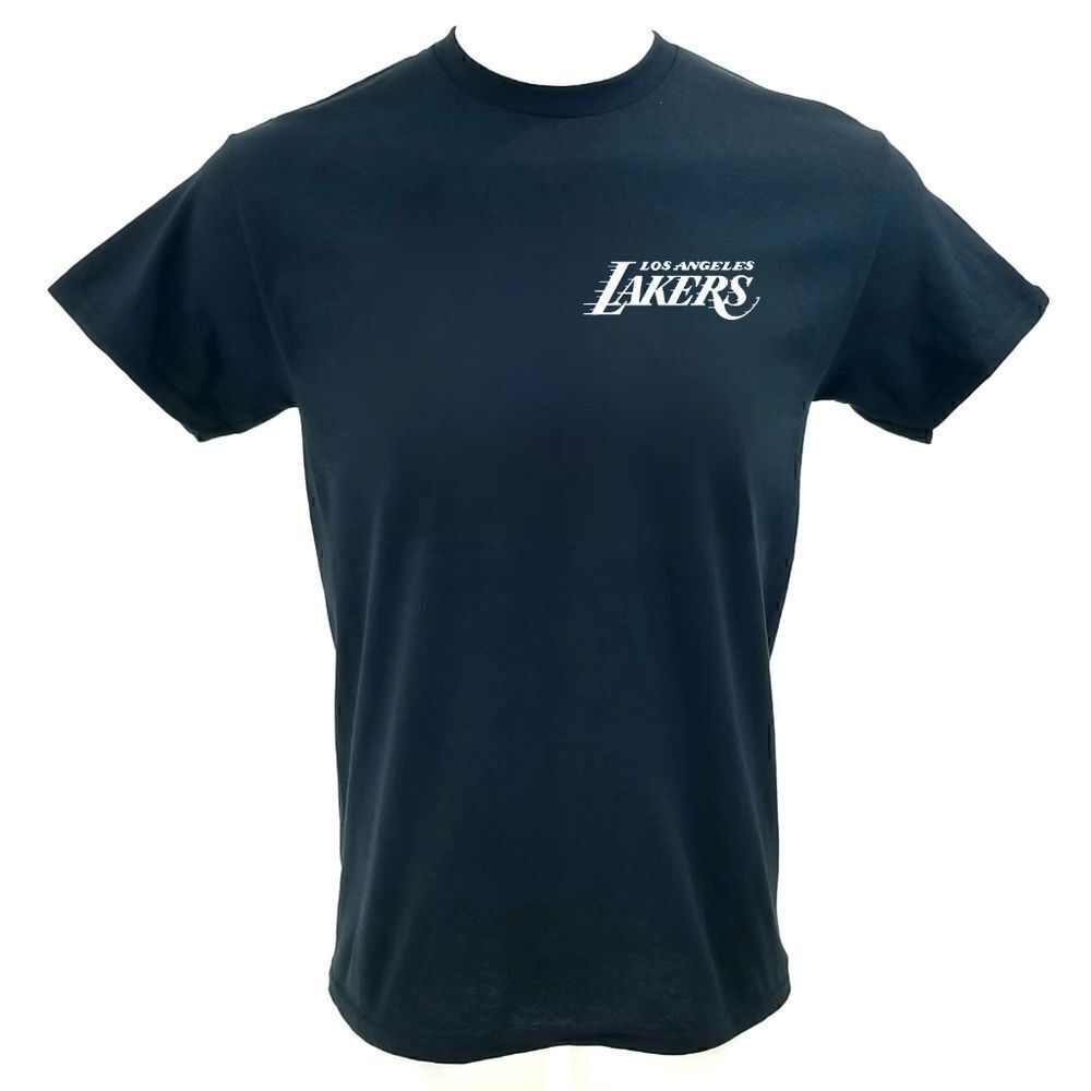Los Angeles Lakers Double Script Retro Logo BLACK Basketball Jersey Tee - y2k